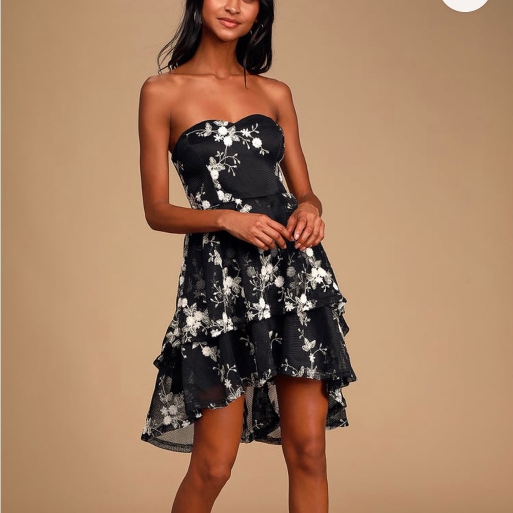 Lulu’s Strapless Tiered High Low Dress